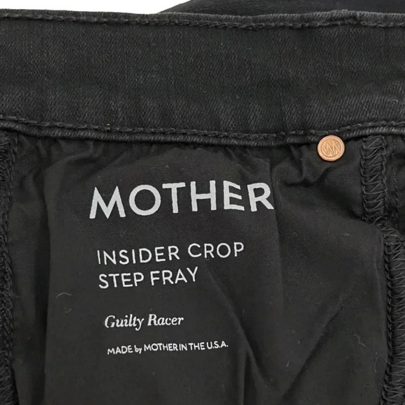 Mother Insider Crop Step Fray Guilty Racer Stripe Skinny Ankle Jeans Black 25 - Picture 8 of 12